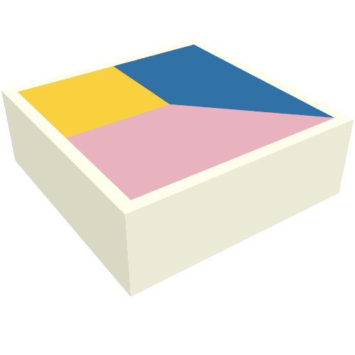 Rendu LDraw de Tuile 1 x 1 avec motif imprimé bleu/rose clair/orange clair (Tile 1 x 1 with Blue/Bright Pink/Bright Light Orange Cube Print), couleur indicative