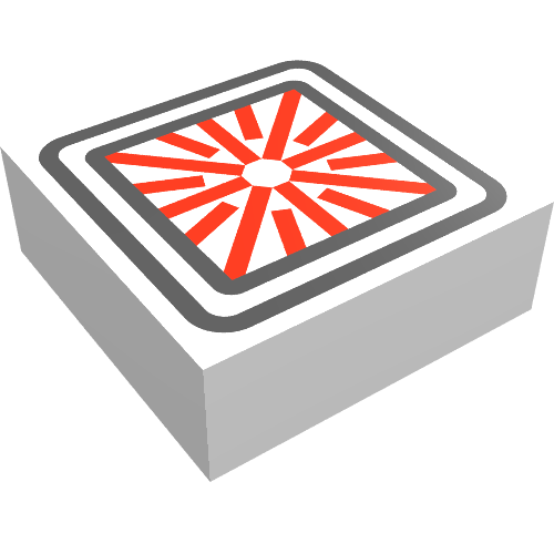 Rendu LDraw de Tuile 1 x 1 avec écran de ciblage par ordinateur motif imprimé (Tile 1 x 1 with Computer Targeting Display Print), couleur indicative