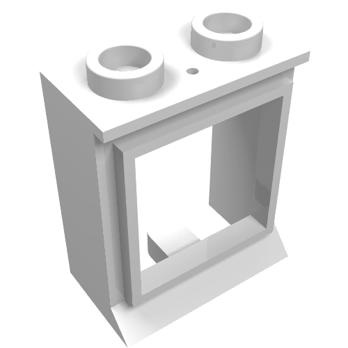Rendu LDraw de Fenêtre 1 x 2 x 2 Classique, lèvres étendues, tenons creux [sans verre] (Window 1 x 2 x 2 Classic, Extended Lip, Hollow Studs [no Glass]), couleur indicative