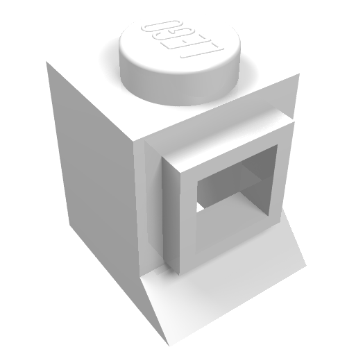 Rendu LDraw de Fenêtre 1 x 1 x 1 classique avec long rebord et tenon plein, sans verre (Window 1 x 1 x 1 Classic with Long Sill and Solid Stud, No Glass), couleur indicative