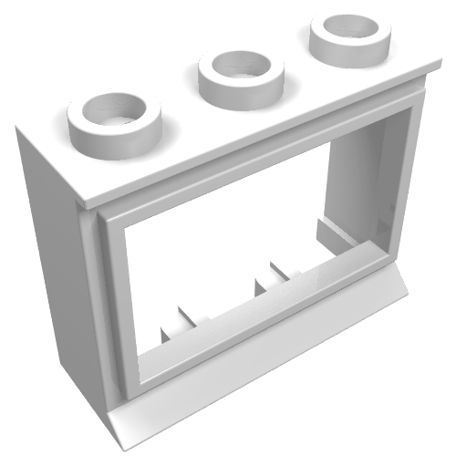 Rendu LDraw de Fenêtre 1 x 3 x 2 classique avec long seuil, sans verre (Window 1 x 3 x 2 Classic with Long Sill, No Glass), couleur indicative