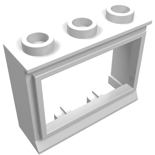 Rendu LDraw de fenêtre 1 x 3 x 2 Classic avec Short Sill, No Glass, couleur indicative