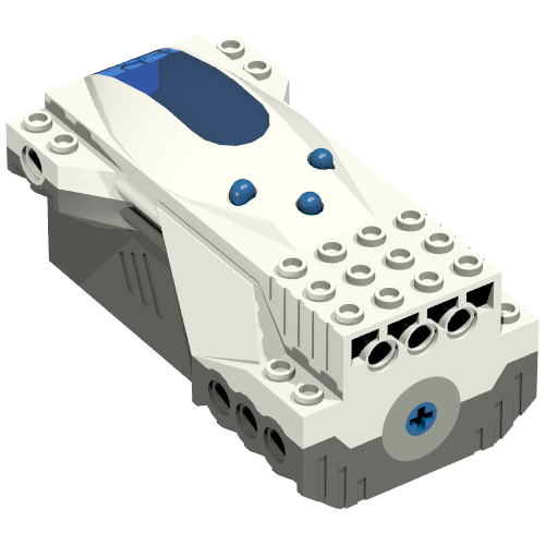 Rendu LDraw de Hub, Micro Scout avec Blue Buttons and Dark Gray Base, couleur indicative