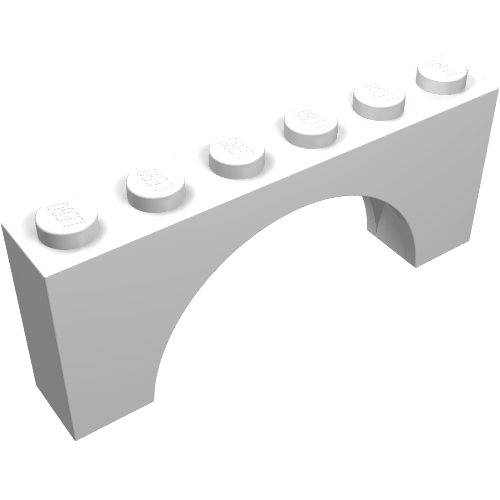 Rendu LDraw de Brique Arche 1 x 6 x 2 - haut épais avec dessous renforcé (Brick Arch 1 x 6 x 2 - Thick Top with Reinforced Underside), couleur indicative
