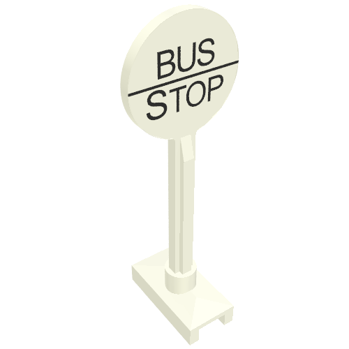 Rendu LDraw de Panneau routier rond avec motif imprimé arrêt de bus (Road Sign Round with Bus Stop Print), couleur indicative