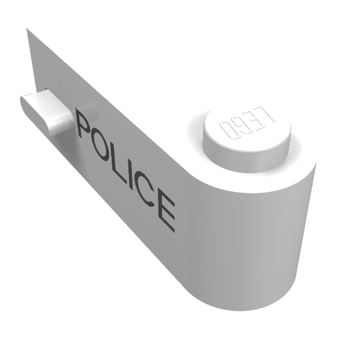 Rendu LDraw de Porte 1 x 3 x 1 droite avec mince police motif imprimé (Door 1 x 3 x 1 Right with Thin POLICE Print), couleur indicative