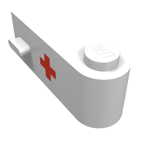 Rendu LDraw de Porte 1 x 3 x 1 droite [Croix rouge motif imprimé] (Door 1 x 3 x 1 Right [Red Cross Print]), couleur indicative