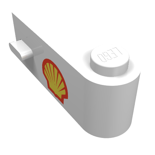 Rendu LDraw de Porte 1 x 3 x 1 droite avec logo Shell imprimé (Door 1 x 3 x 1 Right with Shell Logo Print), couleur indicative