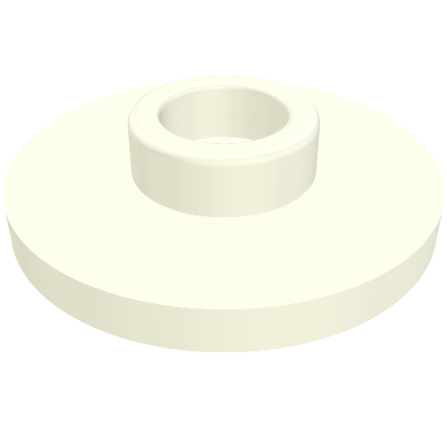 Rendu LDraw de Équipement Cup / Teacup Soucoupe avec encastré tenon sur le dessus [sans motif] (Equipment Cup / Teacup Saucer with Recessed Stud on Top [Plain]), couleur indicative