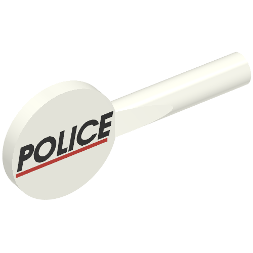 Rendu LDraw de Équipement signal paddle avec motif imprimé ligne rouge 'POLICE' (Equipment Signal Paddle with 'POLICE' Red Line Print), couleur indicative