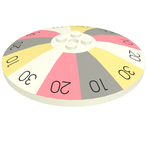 Rendu LDraw de Plat 8 x 8 inversé [Radar] avec motif imprimé Roue de Fortune (Dish 8 x 8 Inverted [Radar] with Wheel of Fortune Print), couleur indicative