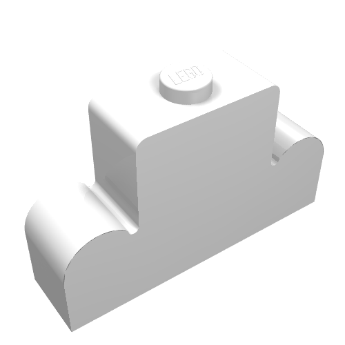 Rendu LDraw de 1 x 4 x 2 haut de tenon central (Brick Curved 1 x 4 x 2 Centre Stud Top), couleur indicative