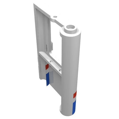 Rendu LDraw de Porte 1 x 4 x 5 train gauche avec motif imprimé rouge/bleu (Door 1 x 4 x 5 Train Left with Red/Blue Stripe Print), couleur indicative