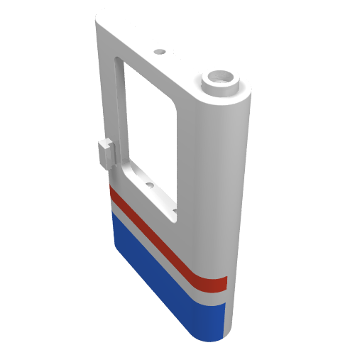 Rendu LDraw de Porte 1 x 4 x 5 Train à droite avec motif imprimé rouge/bleu (Door 1 x 4 x 5 Train Right with Red/Blue Stripe Print), couleur indicative