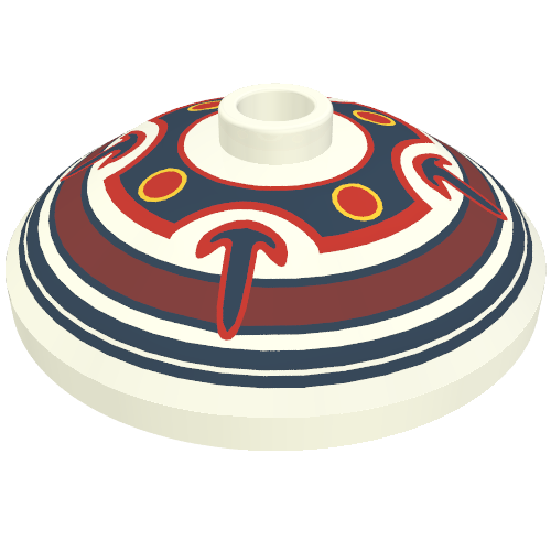 Rendu LDraw de Plat 3 x 3 inversé [radar] avec orient bouclier imprimé (Dish 3 x 3 Inverted [Radar] with Orient India Shield Print), couleur indicative