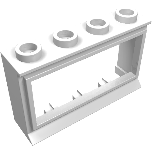 Rendu LDraw de Fenêtre 1 x 4 x 2 classique avec long seuil, sans verre (Window 1 x 4 x 2 Classic with Long Sill, No Glass), couleur indicative