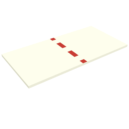 Rendu LDraw de Tuile 8 x 16 avec motif imprimé bande rouge (Tile 8 x 16 with Red Stripe Print), couleur indicative