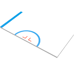 Rendu LDraw de Tuile 8 x 16 avec demi-cercle et bande bleue sur motif imprimé à gauche (Tile 8 x 16 with Half Circle and Blue Stripe on Left Print), couleur indicative