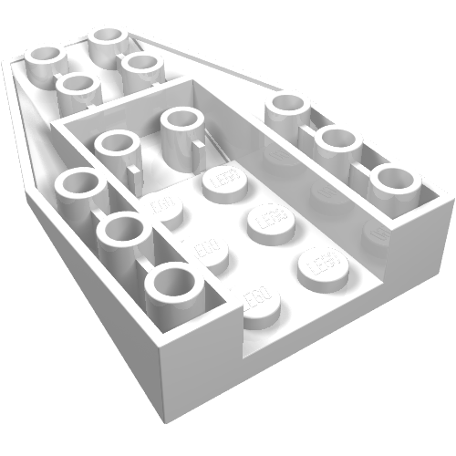 Rendu LDraw de Brique Wedged, inclinée inversée 6 x 4 avec 2 tenon Connections, couleur indicative