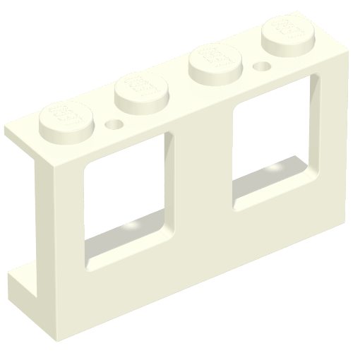 Rendu LDraw de Fenêtre 1 x 4 x 2 plan, plots pleins (Window 1 x 4 x 2 Plane, Solid Studs), couleur indicative