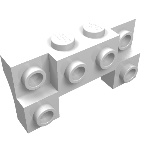 Rendu LDraw de Brique Spécial 2 x 4 - 1 x 4 avec 2 arcs latéraux encastrés tenons et épais (Brick Special 2 x 4 - 1 x 4 with 2 Recessed Studs and Thick Side Arches), couleur indicative