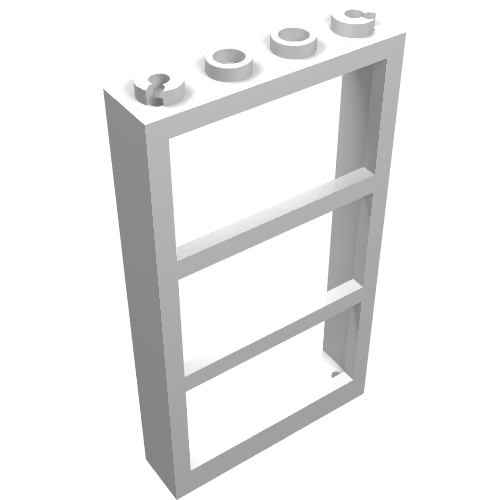 Rendu LDraw de Fenêtre 1 x 4 x 6 Cadre avec 3 volets (Window 1 x 4 x 6 Frame with 3 Panes), couleur indicative