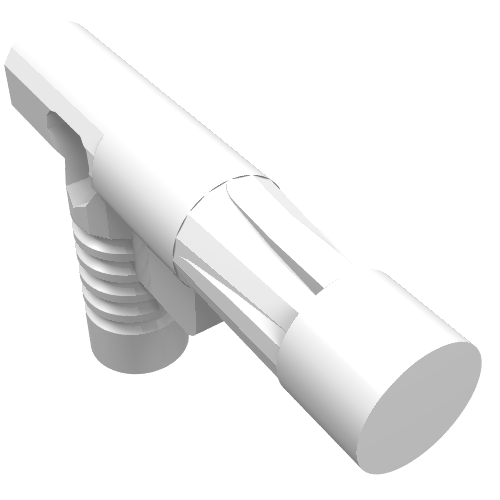 Rendu LDraw de Buse de tuyau d'équipement / pistolet avec trou de chaîne latéral (Equipment Hose Nozzle / Gun with Side String Hole), couleur indicative
