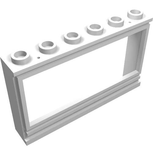 Rendu LDraw de Fenêtre 1 x 6 x 3 Panorama avec trous supérieurs (Window 1 x 6 x 3 Panorama with Top Holes), couleur indicative