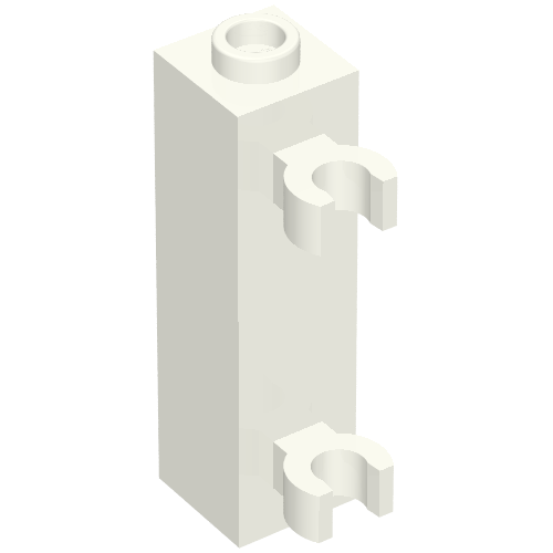 Rendu LDraw de Brique Spécial 1 x 1 x 3 avec 2 attaches Vertical [tenon creux, ouvert O attaches] (Brick Special 1 x 1 x 3 with 2 Clips Vertical [Hollow Stud, Open O Clips]), couleur indicative