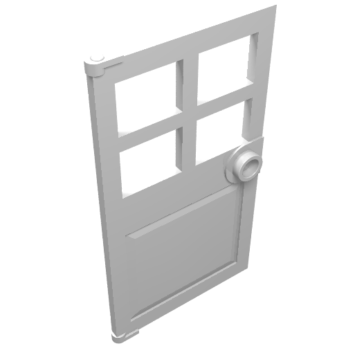 Rendu LDraw de Porte 1 x 4 x 6 avec 4 volets et poignée tenon (Door 1 x 4 x 6 with 4 Panes and Stud Handle), couleur indicative