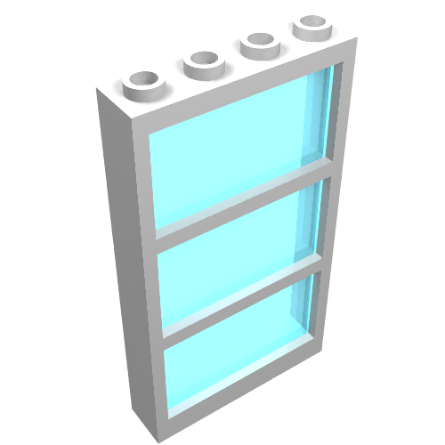 Rendu LDraw de Fenêtre 1 x 4 x 6 cadre avec 3 volets, verre fixe sans verre (Window 1 x 4 x 6 Frame with 3 Panes, Fixed Glass with NO GLASS), couleur indicative