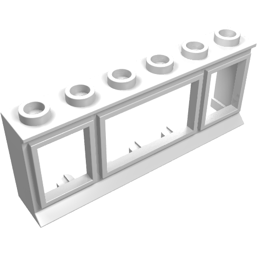 Rendu LDraw de Fenêtre 1 x 6 x 2 classique avec long seuil (Window 1 x 6 x 2 Classic with Long Sill), couleur indicative