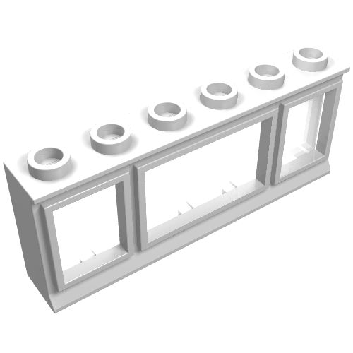 Rendu LDraw de Fenêtre 1 x 6 x 2 classique avec seuil court (complet) (Window 1 x 6 x 2 Classic with Short Sill (Complete)), couleur indicative