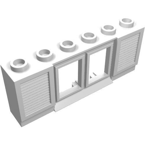 Rendu LDraw de Fenêtre 1 x 6 x 2 avec volets (ancien type) avec lèvres étendues, sans verre (Window 1 x 6 x 2 with Shutters (old type) with Extended Lip, no Glass), couleur indicative