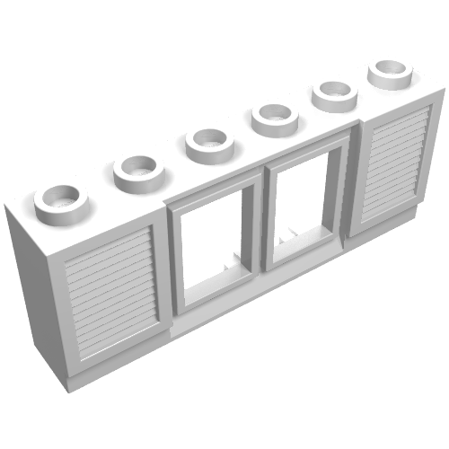 Rendu LDraw de Fenêtre 1 x 6 x 2 classique fermé avec seuil court (complet) (Window 1 x 6 x 2 Classic Shuttered with Short Sill (Complete)), couleur indicative