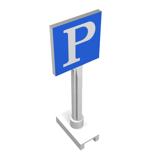 Rendu LDraw de Panneau carré avec parking motif imprimé (Road Sign Square with Parking Print), couleur indicative