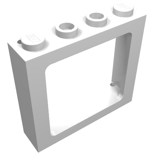 Rendu LDraw de Fenêtre 1 x 4 x 3 Train avec trous d'obturation et tenons pleins sur les extrémités (Window 1 x 4 x 3 Train with Shutter Holes and Solid Studs on Ends), couleur indicative