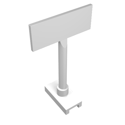 Rendu LDraw de Rectangle de signalisation routière, poteau d'axe (Road Sign Rectangle, Axle Pole), couleur indicative