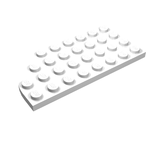 Rendu LDraw de Plaque ronde coin Gauche 4 x 8 avec fond rond tenons et 2 encoches (Plate Round Corner Left 4 x 8 with Round Bottom Studs and 2 Notches), couleur indicative