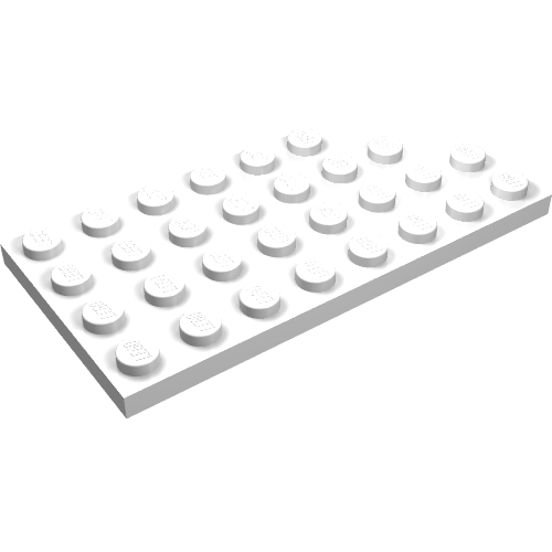 Rendu LDraw de Plaque ronde coin Droite 4 x 8 avec fond rond tenons et 2 encoches (Plate Round Corner Right 4 x 8 with Round Bottom Studs and 2 Notches), couleur indicative