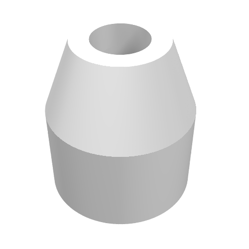 Rendu LDraw de Tuyau flexible de 8,5 L, extrémité 1 x 1 x 2/3 Tables (Hose, Flexible 8.5L, End 1 x 1 x 2/3 Tabless), couleur indicative