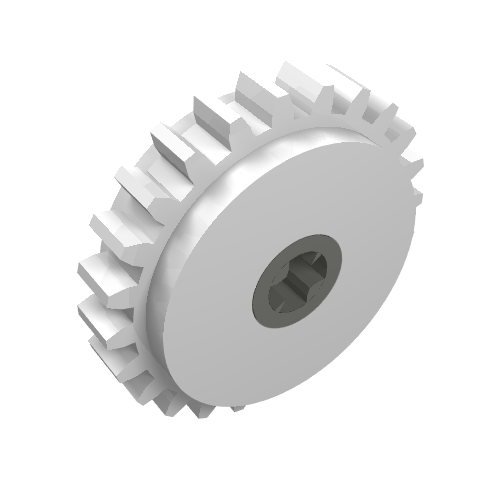 Rendu LDraw de Embrayage dentaire Technic engrenage 24 avec centre gris foncé ou gris clair (Technic Gear 24 Tooth Clutch with Dark Gray or Light Gray Center), couleur indicative
