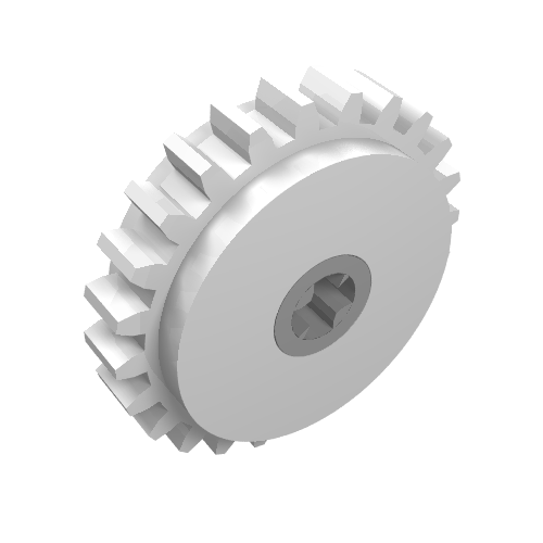Rendu LDraw de Embrayage dentaire Technic engrenage 24 avec centre gris bleuté foncé (Technic Gear 24 Tooth Clutch with Dark Bluish Gray Center), couleur indicative