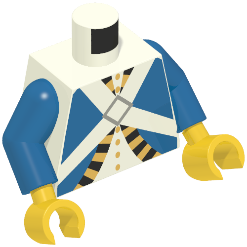 Torse, Veste avec Croix Blanche (Soldat Impérial), bras bleus, mains jaunes (Torso, Jacket with White Cross Straps Print (Imperial Soldier), Blue Arms, Yellow Hands)