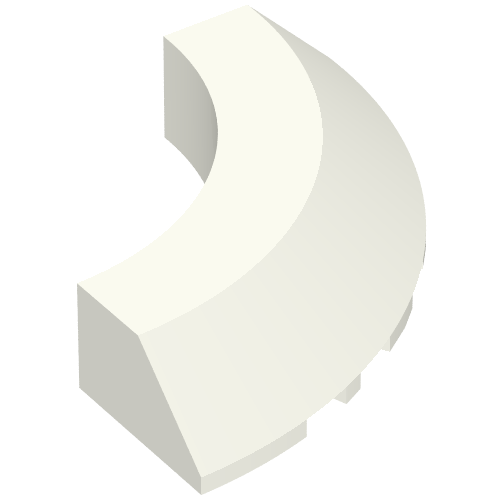 Rendu LDraw de Brique ronde coin 5 x 5 x 1 brique inclinée, découpes en bas, pas de tenons, plateau (Brick Round Corner 5 x 5 x 1 Slope, Bottom Cut Outs, No Studs, Flat Top), couleur indicative