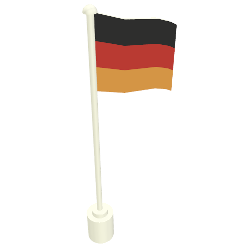 Rendu LDraw de Drapeau sur le mât avec motif imprimé allemand (Flag on Flagpole with German Print), couleur indicative
