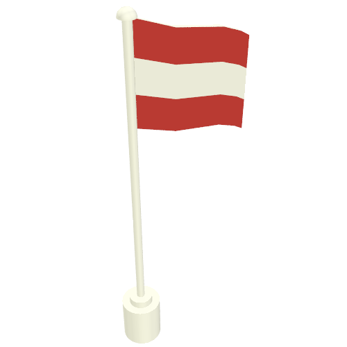 Rendu LDraw de Drapeau sur Flagpole avec motif imprimé Autriche (Flag on Flagpole with Austria Print), couleur indicative