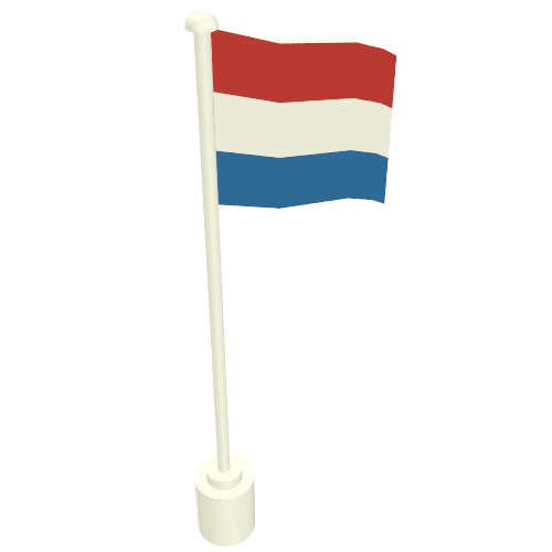 Rendu LDraw de Drapeau sur le mât avec le motif imprimé Pays-Bas (Flag on Flagpole with The Netherlands Print), couleur indicative