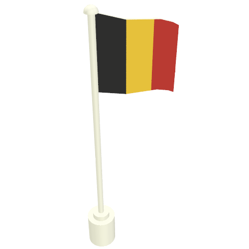 Rendu LDraw de Drapeau sur mât avec motif imprimé belgique (Flag on Flagpole with Belgium Print), couleur indicative