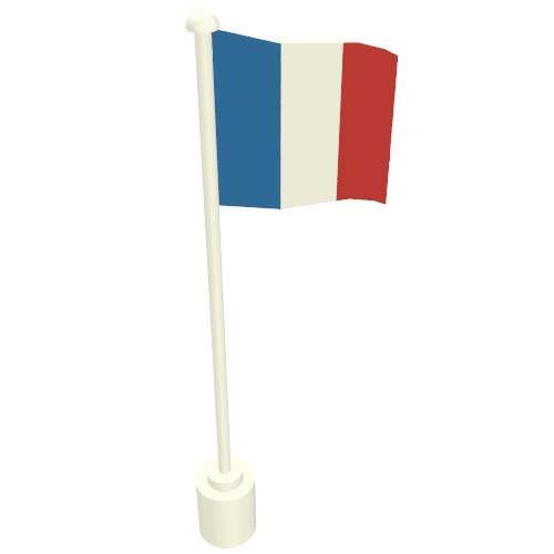 Rendu LDraw de Drapeau sur mât avec motif imprimé france (Flag on Flagpole with France Print), couleur indicative